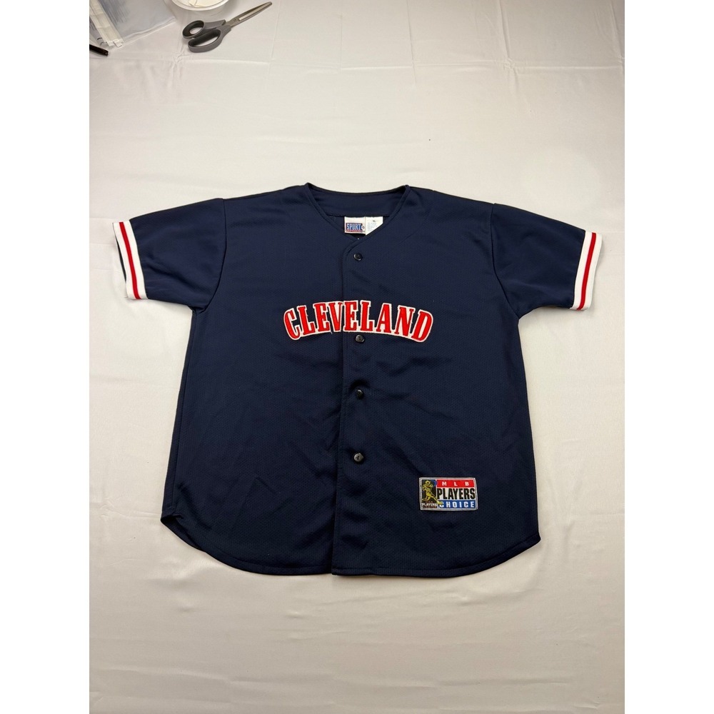 Sport Attack Cleveland Omar Vizquel 13 Baseball Jersey Mens XL Navy Blue Mesh